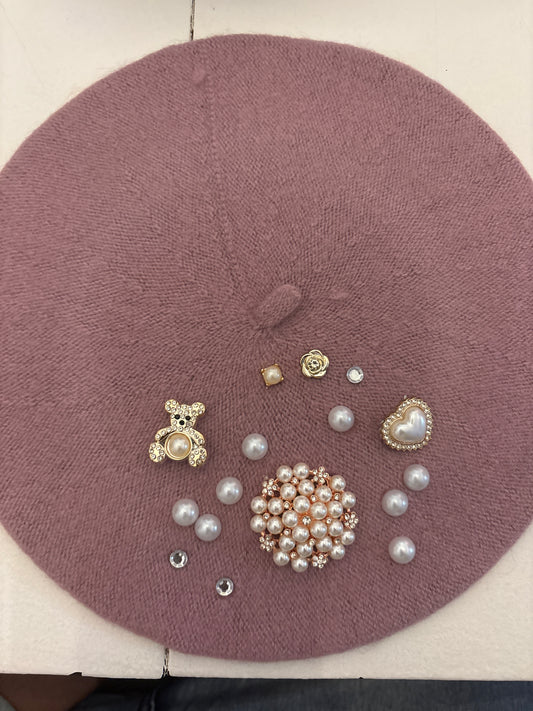 Lady Classy Beret- Teddy Bear Lavender