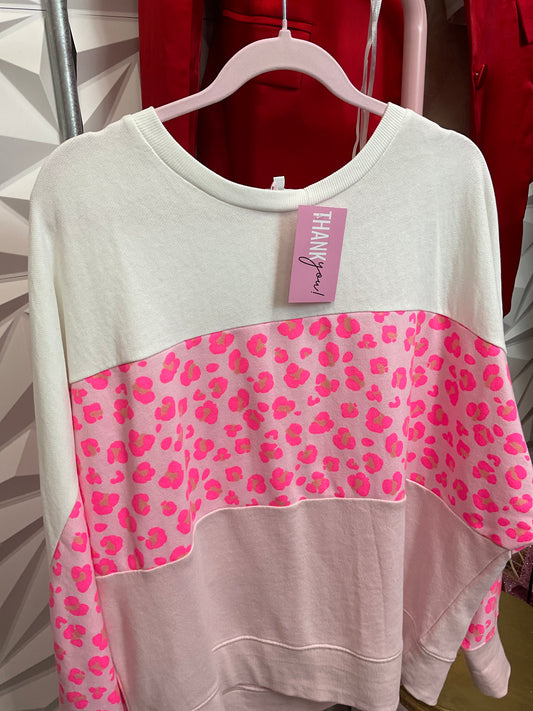 2/6 Lady Pink Cheetah Sweater Sz 16/18