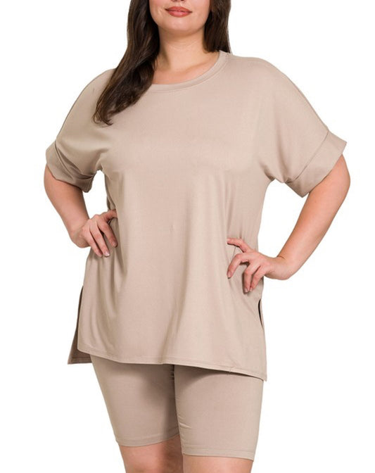 Lady Lounge Short Sets|Ash Mocha