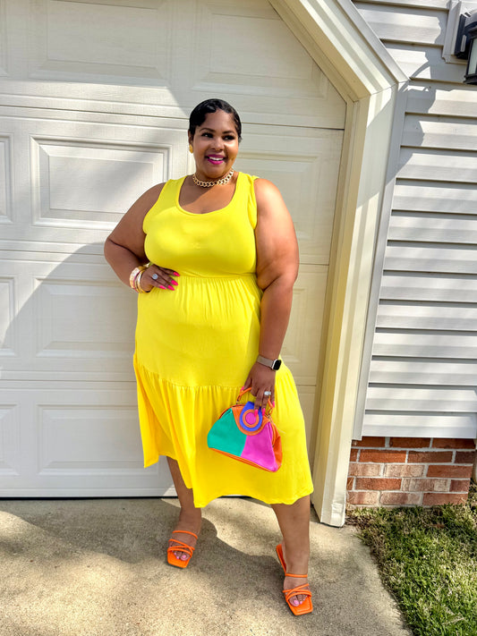 Lady Casual Spring Dress|Yellow