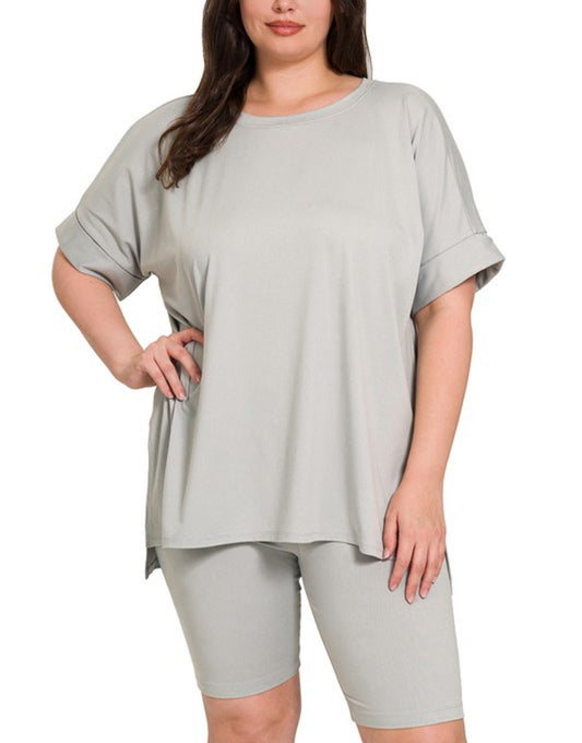 Lady Lounge Short Sets| Light Grey