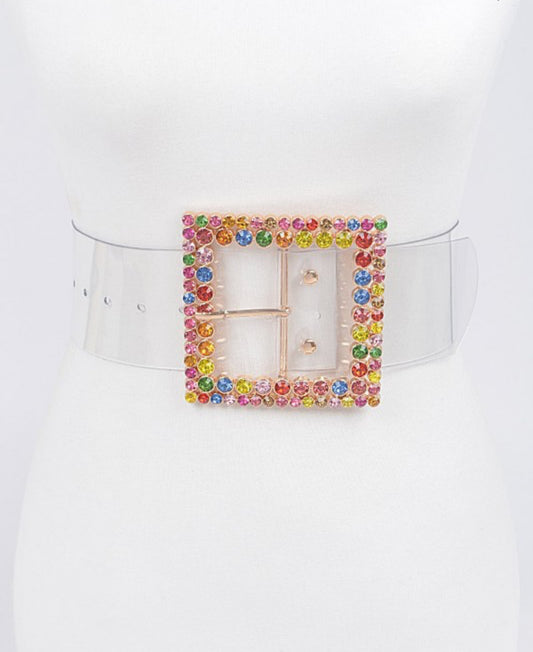 Lady Clear Bling Belt| Multicolor