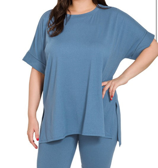 Lady Lounge Short Sets| Dusty Blue