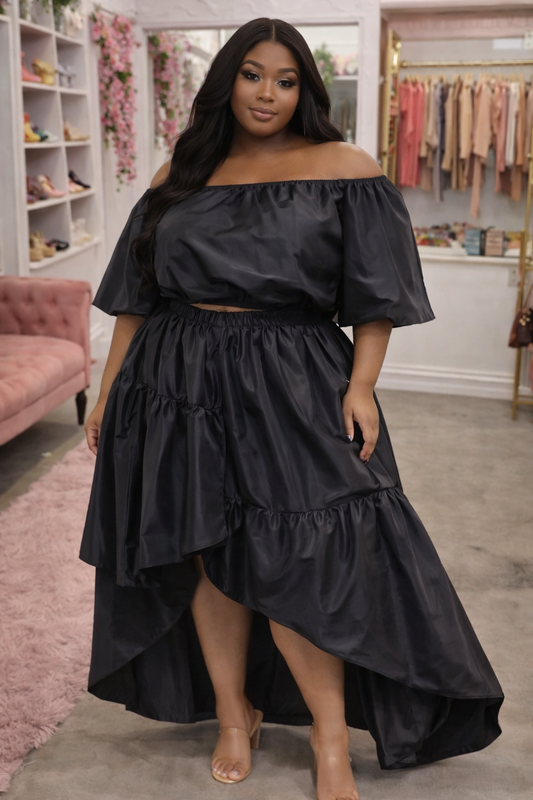 Lady Glow Up Skirt Set | Black