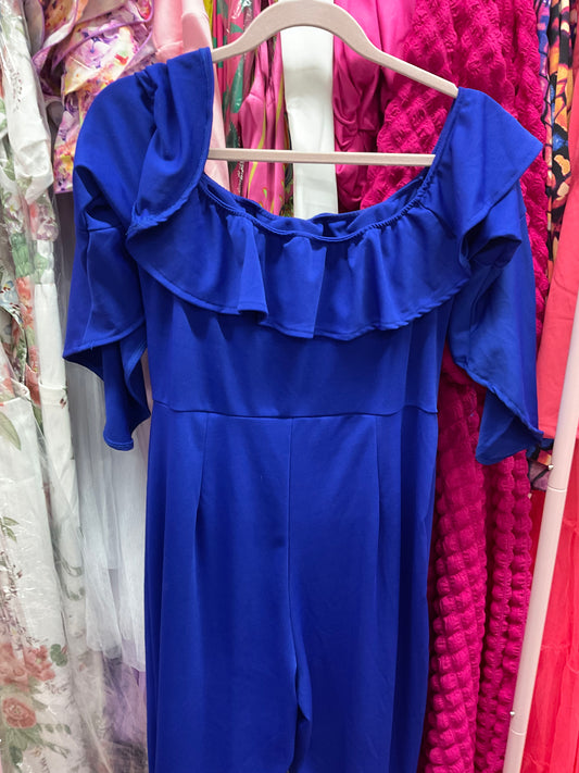4/21 Lady Blue and Classy Ruffle Jumpsuit sz xl