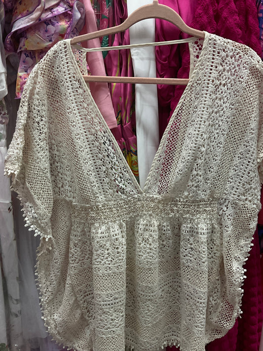 4/21 Lady Beachy Crochet Top sz xl