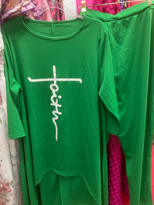 4/21 Lady Green Faith Lounge Set sz 2xl