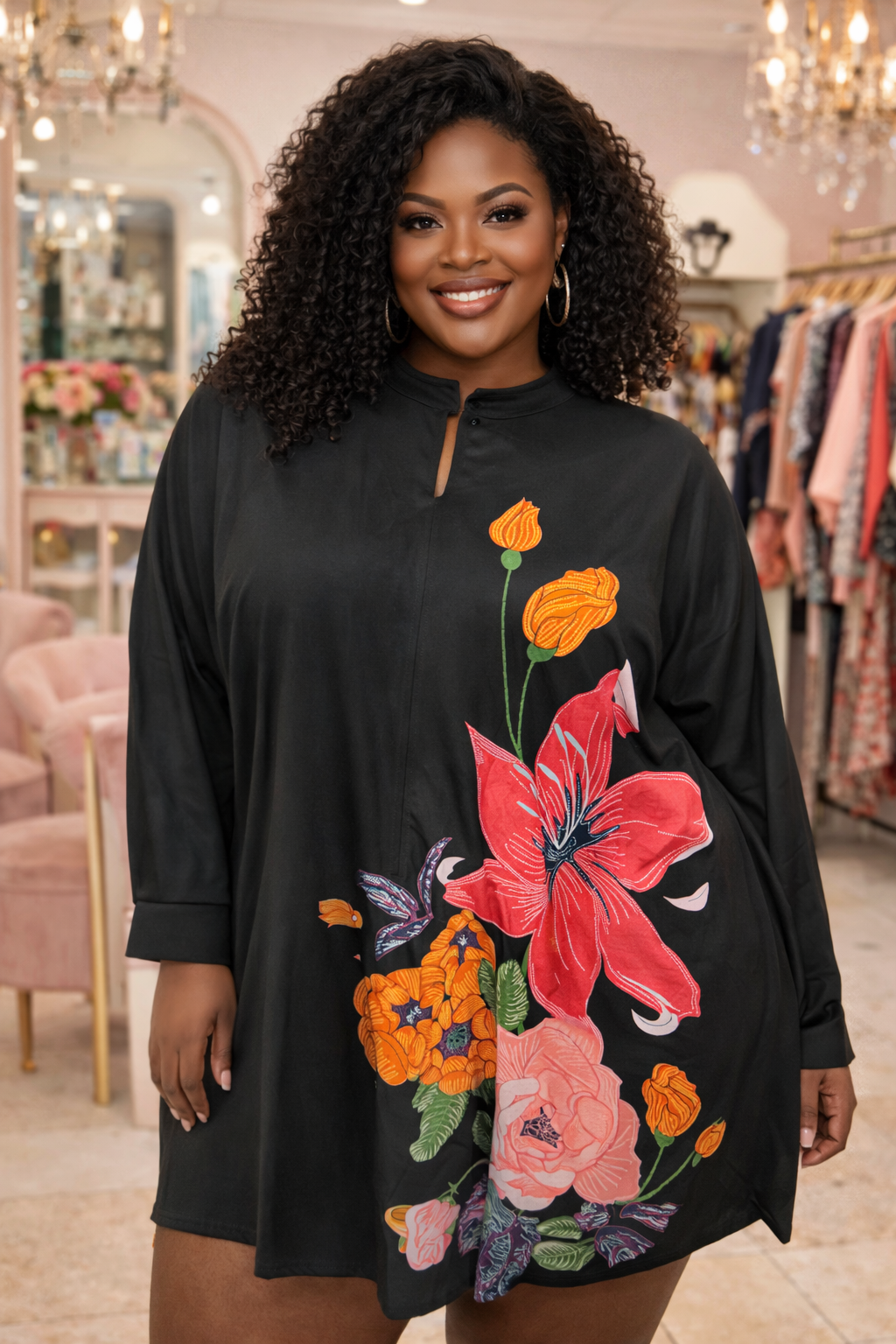 Lady Black Stunning Floral Dress