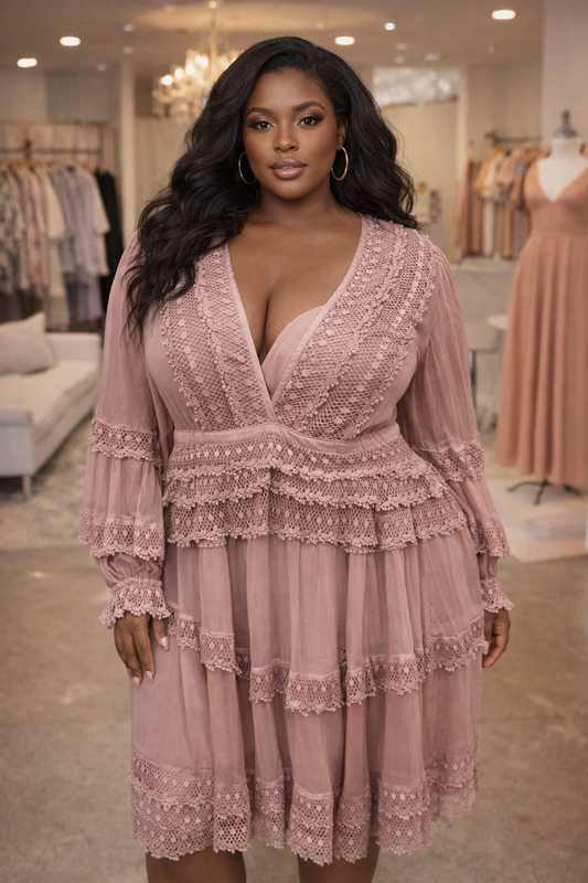 LADY ROSEVELVET PINK DRESS SZ 1X