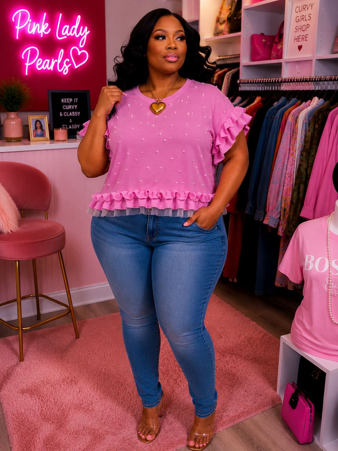 Lady Sweetheart Sweatshirt| Pink Pearls