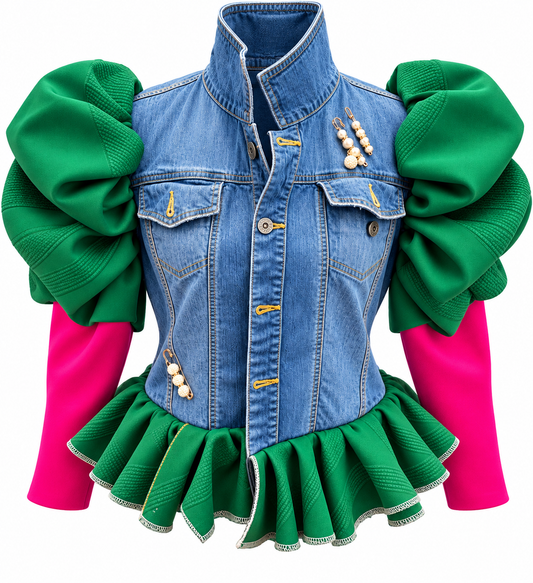 Lady Emerald Denim Drama Jacket