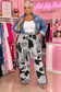 Lady Black Cream Fringe Pants