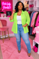 Lady Lime Green Button Up Top