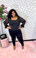 Lady Ashley Stewart Black Fur Sleeve Top