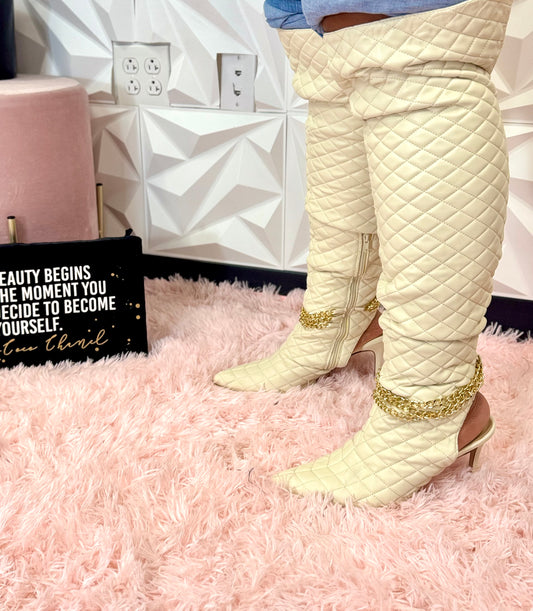 Lady Quilted and Bad Cream Boots
