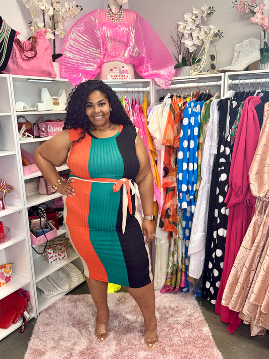 Lady Striped Down Dress