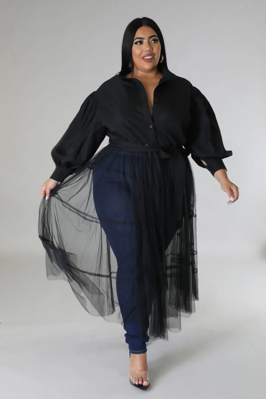 LADY SOFT ROMANCE TULLE TOP| BLACK