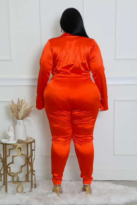 Satin Power Bodysuit Set| Carrot