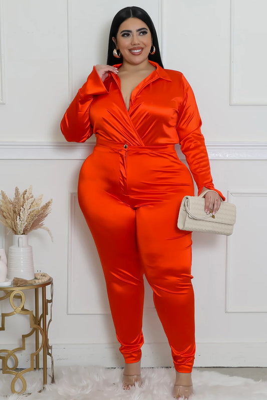 Satin Power Bodysuit Set| Carrot